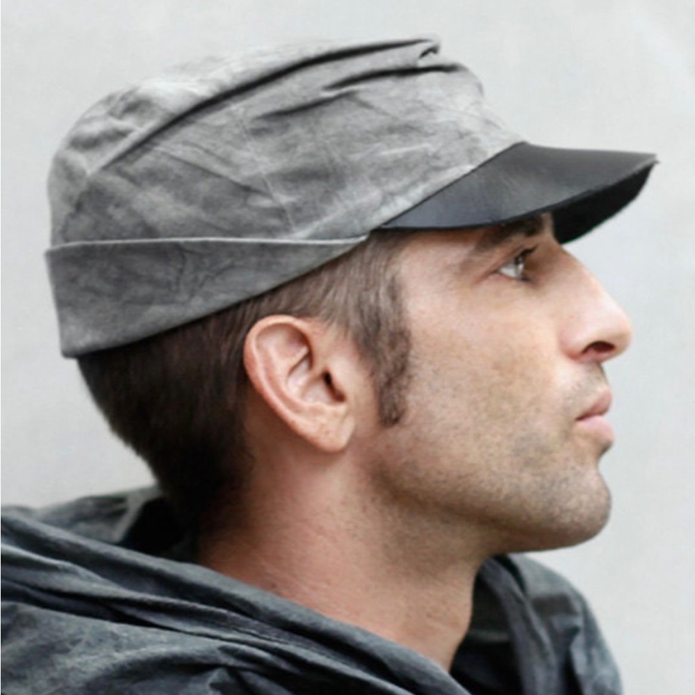 BLAMO HEATHEN FIELD CAP - Black and Grey Brimmed Hat  - OOAK